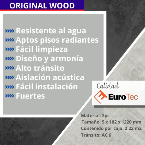 PISO FLOTANTE VINILICO CLICK EURO TEC NEXT ORIGINAL WOOD COLOR ALERCE UPSALA - Image 4